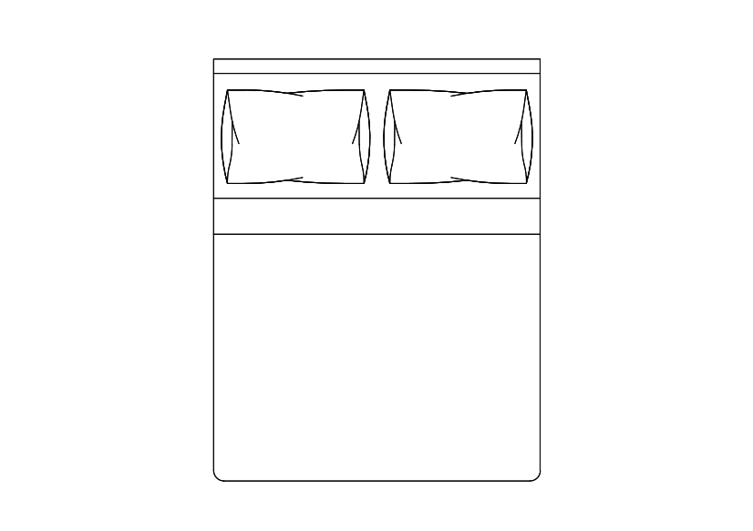 Free Double Bed top view CAD Block – DWG, DXF, PDF Format