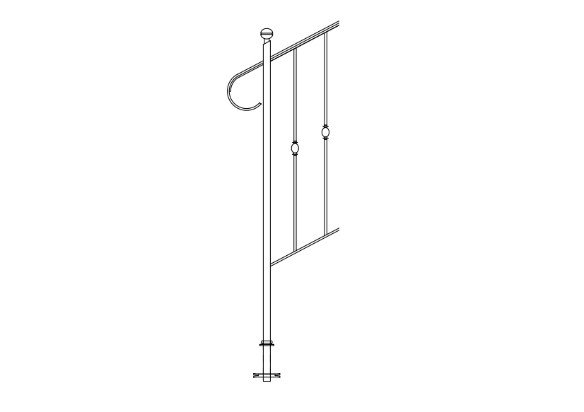 Free Staircase Railing Elevation CAD Block – DWG, DXF, PDF Format