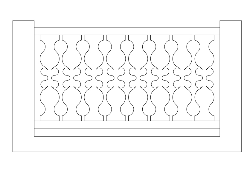 Free Straight Railing Elevation CAD Block – DWG, DXF, PDF Format