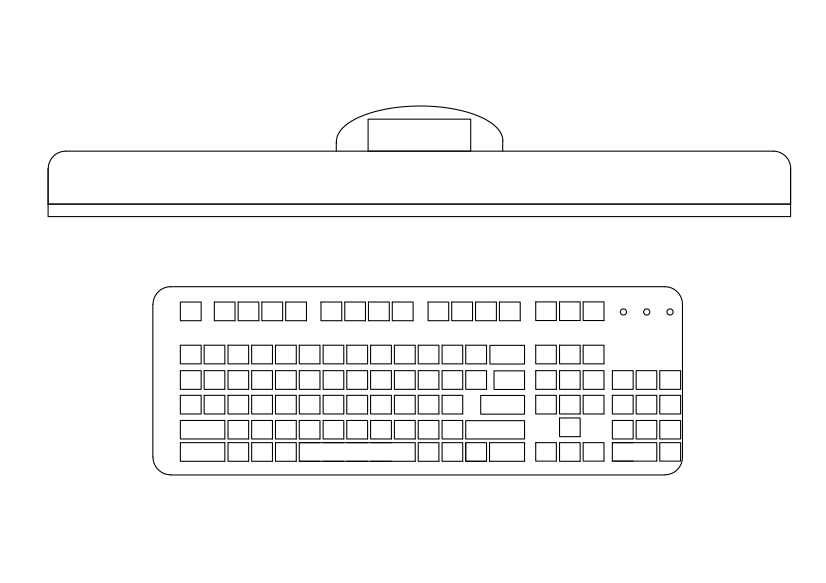 Free Computer Set-up Top View CAD Block – DWG, DXF, PDF Format