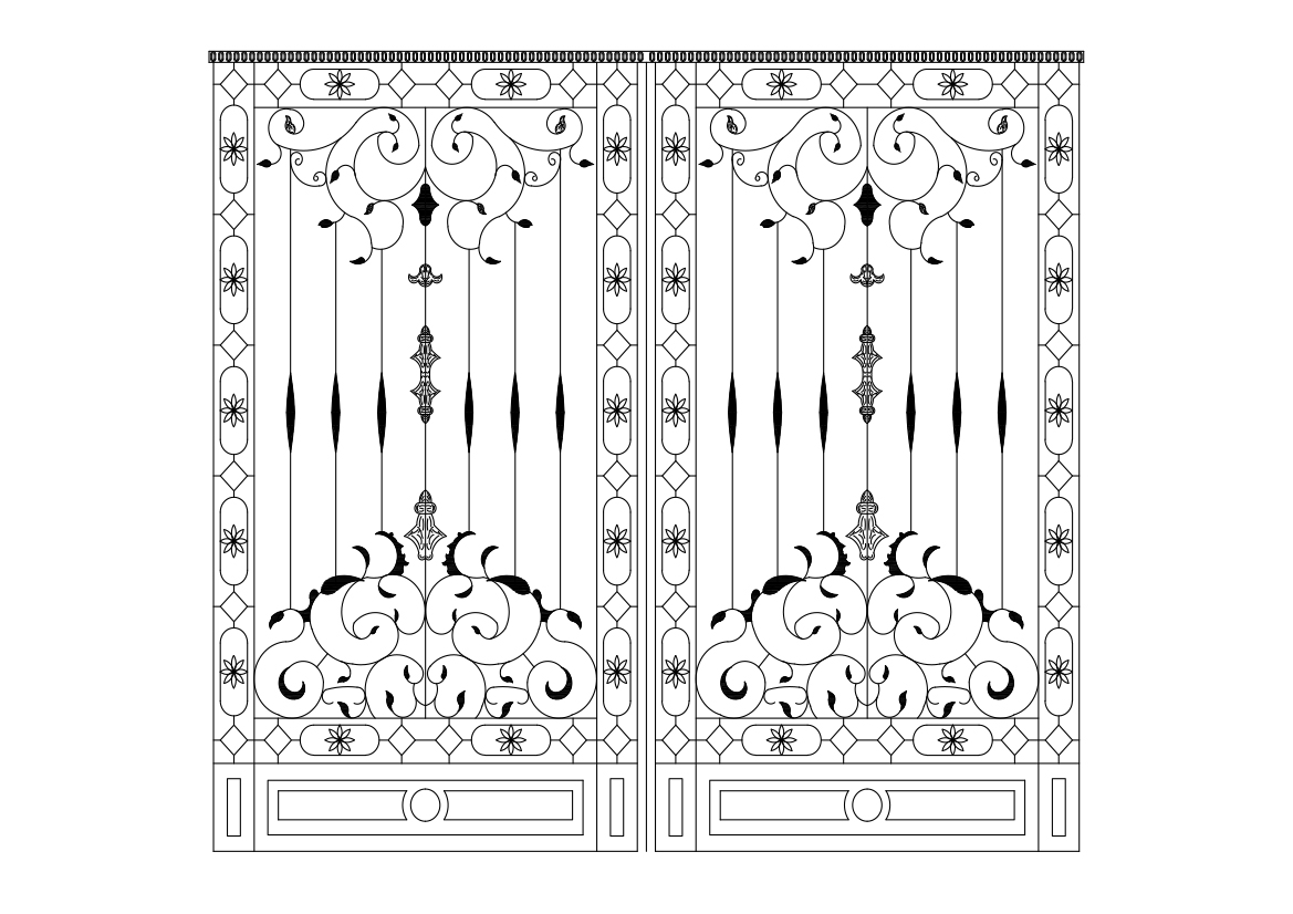 Free Double Outdoor Door Elevation CAD Block – DWG, DXF, PDF Format