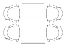 Chairs & Dining table set-up top view | FREE AUTOCAD BLOCKS