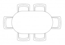 Chairs & Dining table set-up top view | FREE AUTOCAD BLOCKS