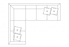 L-shape sofa top view | FREE AUTOCAD BLOCKS