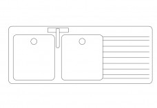 Double Kitchen Sink top view | FREE AUTOCAD BLOCKS