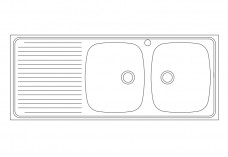 Double Kitchen Sink top view | FREE AUTOCAD BLOCKS