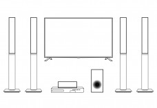 Home Cinema Set elevation | FREE AUTOCAD BLOCKS