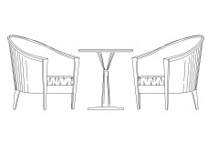 Armchairs & table set-up elevation | FREE AUTOCAD BLOCKS