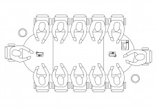 Chairs & Meeting table set-up top view | FREE AUTOCAD BLOCKS