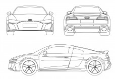 Audi R8 elevations | FREE AUTOCAD BLOCKS