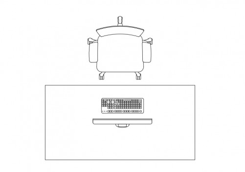 OFFICE DESK SET-UP TOP VIEW | FREE CADS