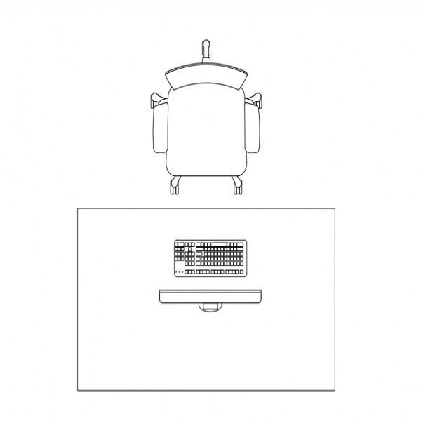 OFFICE DESK SET-UP TOP VIEW | FREE CADS