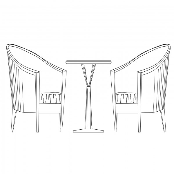 ARMCHAIRS & TABLE SETUP ELEVATION FREE CADS