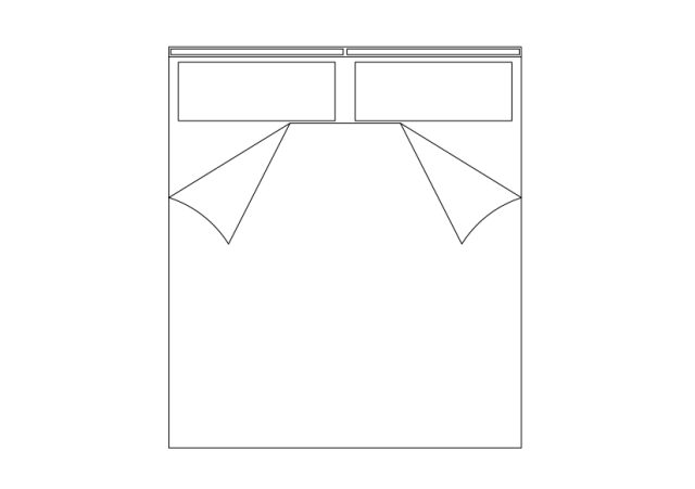 Free Double Bed top view CAD Block – DWG, DXF, PDF Format