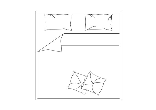 Free Double Bed top view CAD Block – DWG, DXF, PDF Format