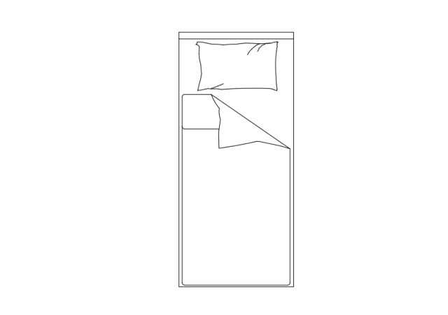 Free Single Bed Top View CAD Block – DWG, DXF, PDF Format