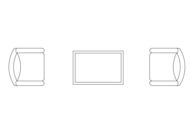 Free Armchairs & table set-up top view CAD Block – DWG, DXF, PDF Format