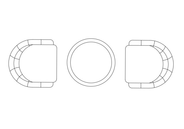 Free Armchairs & table set-up top view CAD Block – DWG, DXF, PDF Format
