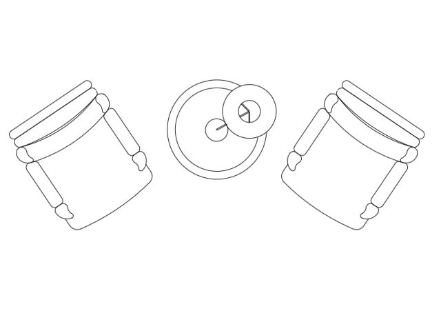 Free Armchairs & table set-up top view CAD Block – DWG, DXF, PDF Format