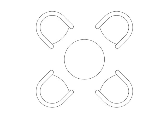 Free Armchairs & table set-up top view CAD Block – DWG, DXF, PDF Format