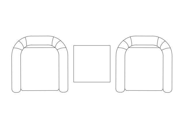 Free Armchairs & table set-up top view CAD Block – DWG, DXF, PDF Format