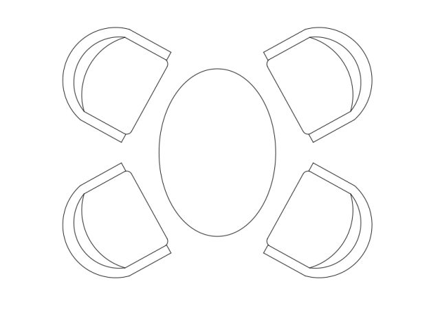 Free Armchairs & table set-up top view CAD Block – DWG, DXF, PDF Format