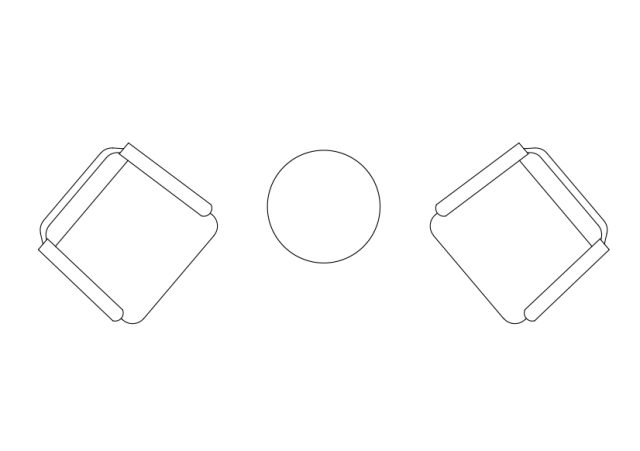 Free Armchairs & table set-up top view CAD Block – DWG, DXF, PDF Format