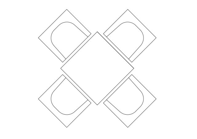 Free Armchairs & table set-up top view CAD Block – DWG, DXF, PDF Format