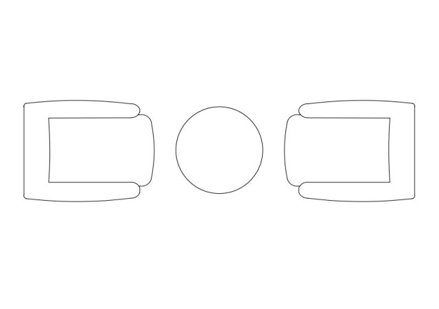 Free Armchairs & table set-up top view CAD Block – DWG, DXF, PDF Format