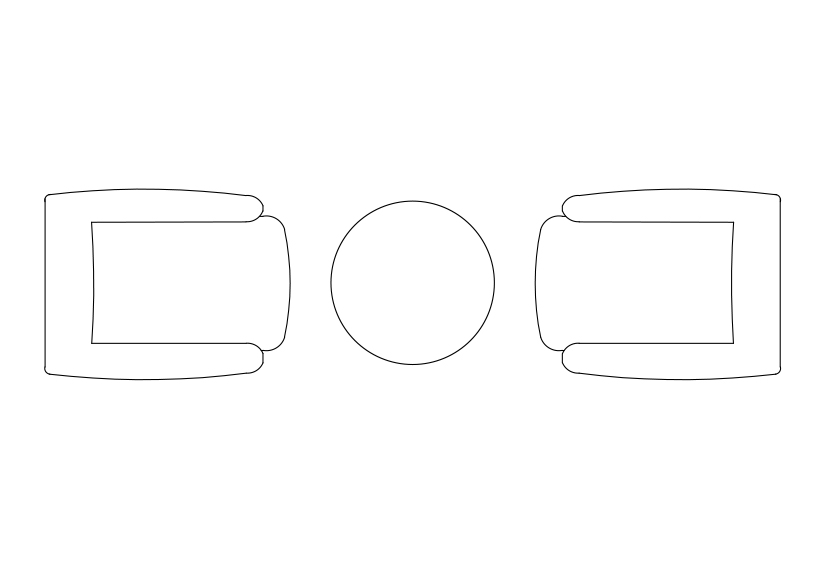 Free Armchairs & table set-up top view CAD Block – DWG, DXF, PDF Format