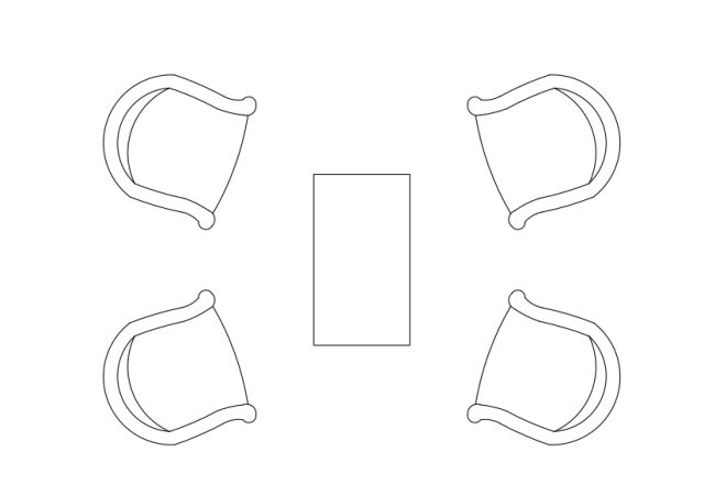Free Armchairs & table set-up top view CAD Block – DWG, DXF, PDF Format