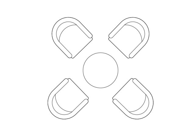 Free Armchairs & table set-up top view CAD Block – DWG, DXF, PDF Format