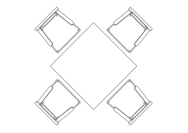 Free Chairs & Dining table set-up top view CAD Block – DWG, DXF, PDF Format