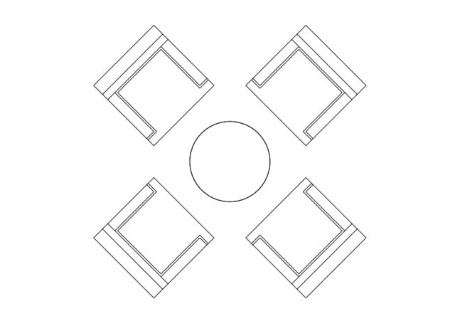 Free Chairs & Dining table set-up top view CAD Block – DWG, DXF, PDF Format