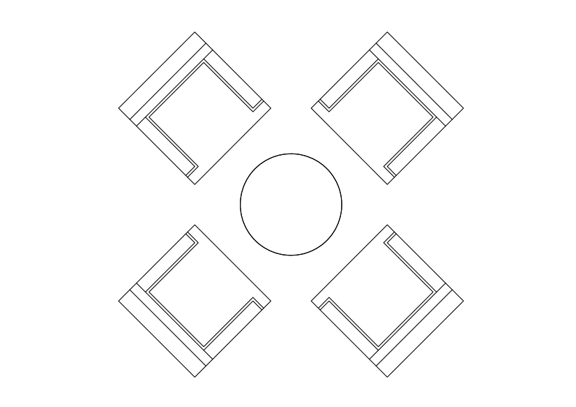 Free Chairs & Dining table set-up top view CAD Block – DWG, DXF, PDF Format