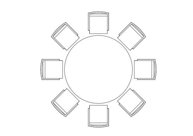 Free Chairs & Dining table set-up top view CAD Block – DWG, DXF, PDF Format
