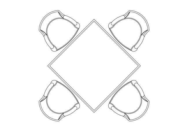 Free Chairs & Dining table set-up top view CAD Block – DWG, DXF, PDF Format