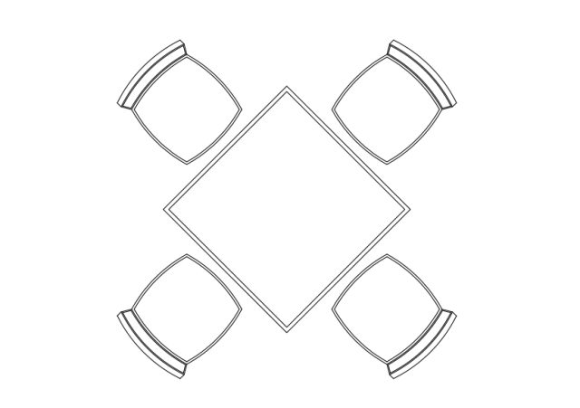 Free Chairs & Dining table set-up top view CAD Block – DWG, DXF, PDF Format