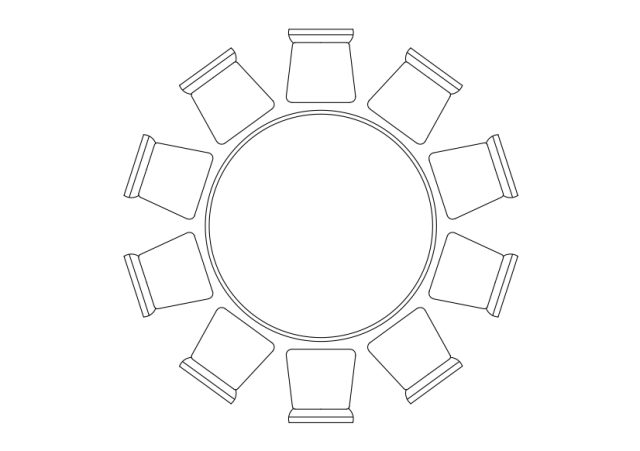 Free Chairs & Dining table set-up top view CAD Block – DWG, DXF, PDF Format