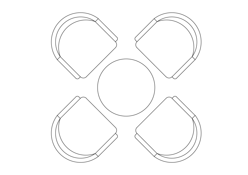 Free Chairs & Dining table set-up top view CAD Block – DWG, DXF, PDF Format