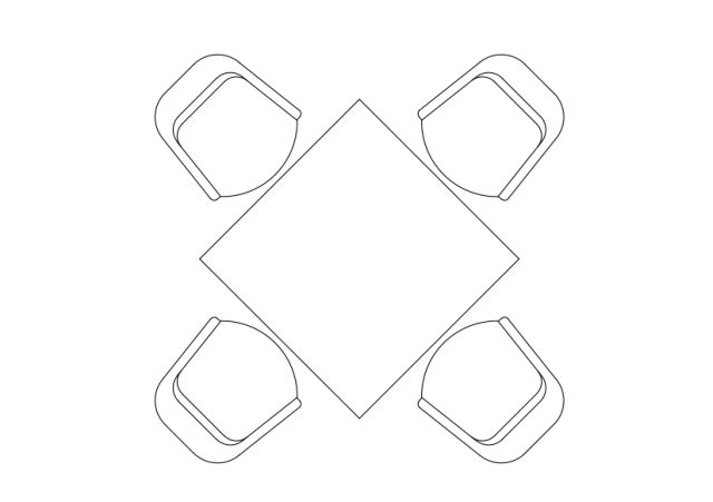 Free Chairs & Dining table set-up top view CAD Block – DWG, DXF, PDF Format