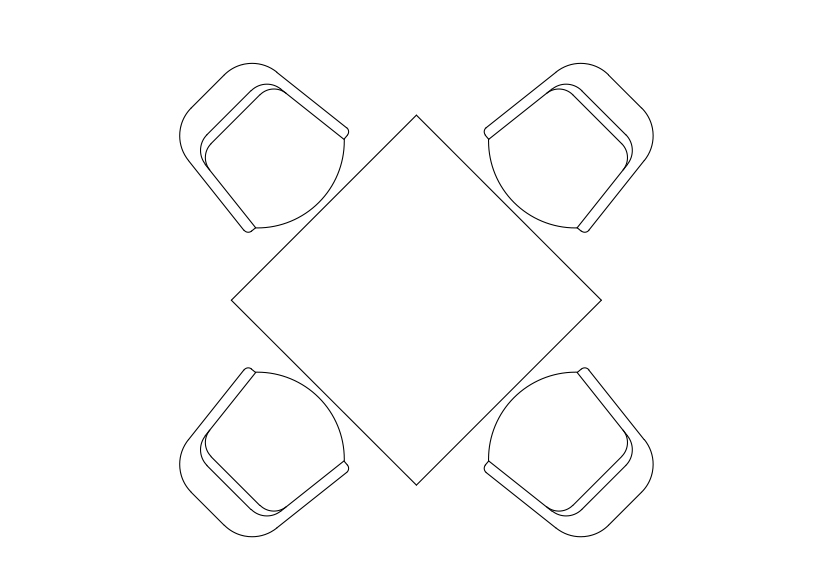 Free Chairs & Dining table set-up top view CAD Block – DWG, DXF, PDF Format