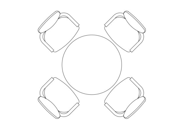 Free Chairs & Dining table set-up top view CAD Block – DWG, DXF, PDF Format