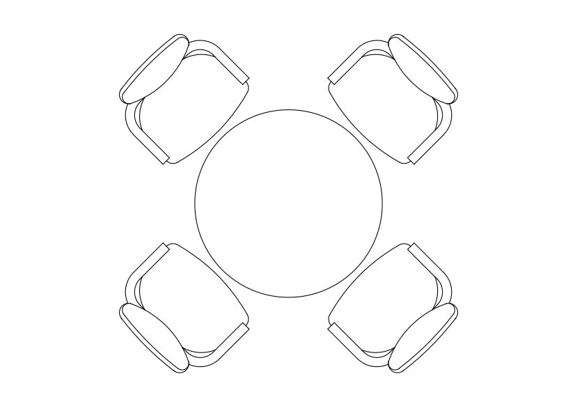 Free Chairs & Dining table set-up top view CAD Block – DWG, DXF, PDF Format