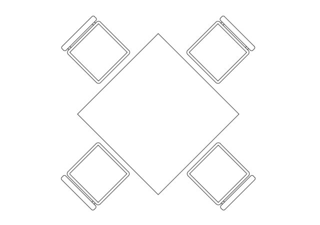 Free Chairs & Dining table set-up top view CAD Block – DWG, DXF, PDF Format