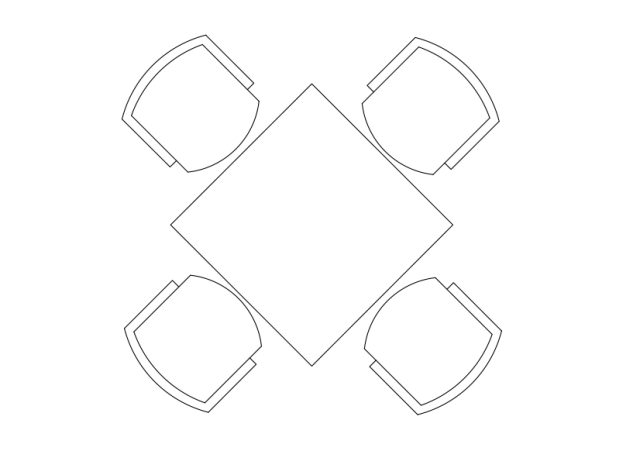 Free Chairs & Dining table set-up top view CAD Block – DWG, DXF, PDF Format