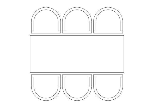 Free Chairs & Dining table set-up top view CAD Block – DWG, DXF, PDF Format