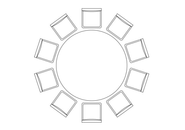 Free Chairs & Dining table set-up top view CAD Block – DWG, DXF, PDF Format