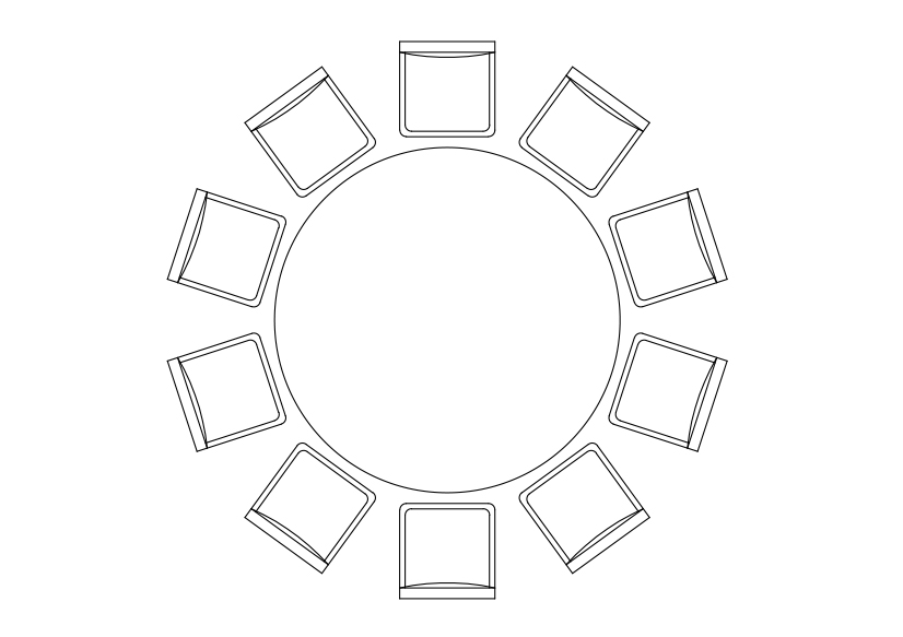 Free Chairs & Dining table set-up top view CAD Block – DWG, DXF, PDF Format