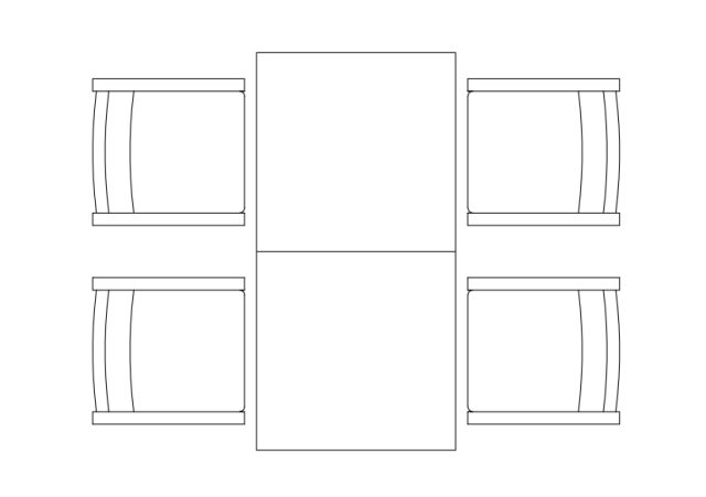 Free Chairs & Dining table set-up top view CAD Block – DWG, DXF, PDF Format